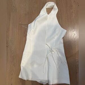 Zara White Mini Dress with Tie Detail